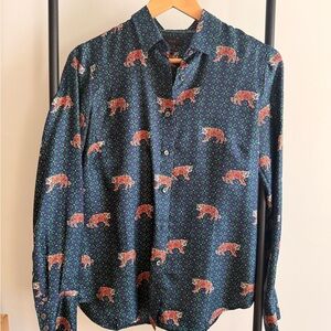 JCrew Lion Print Silk Shirt